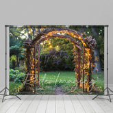 Aperturee - Aperturee Lighted Floral Arch Grassland Summer Photo Backdrop